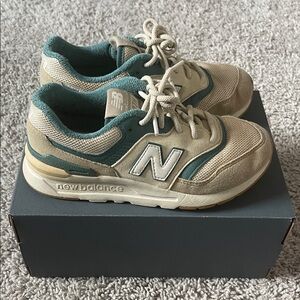 New Balance Kids' Tan and Green Sneakers